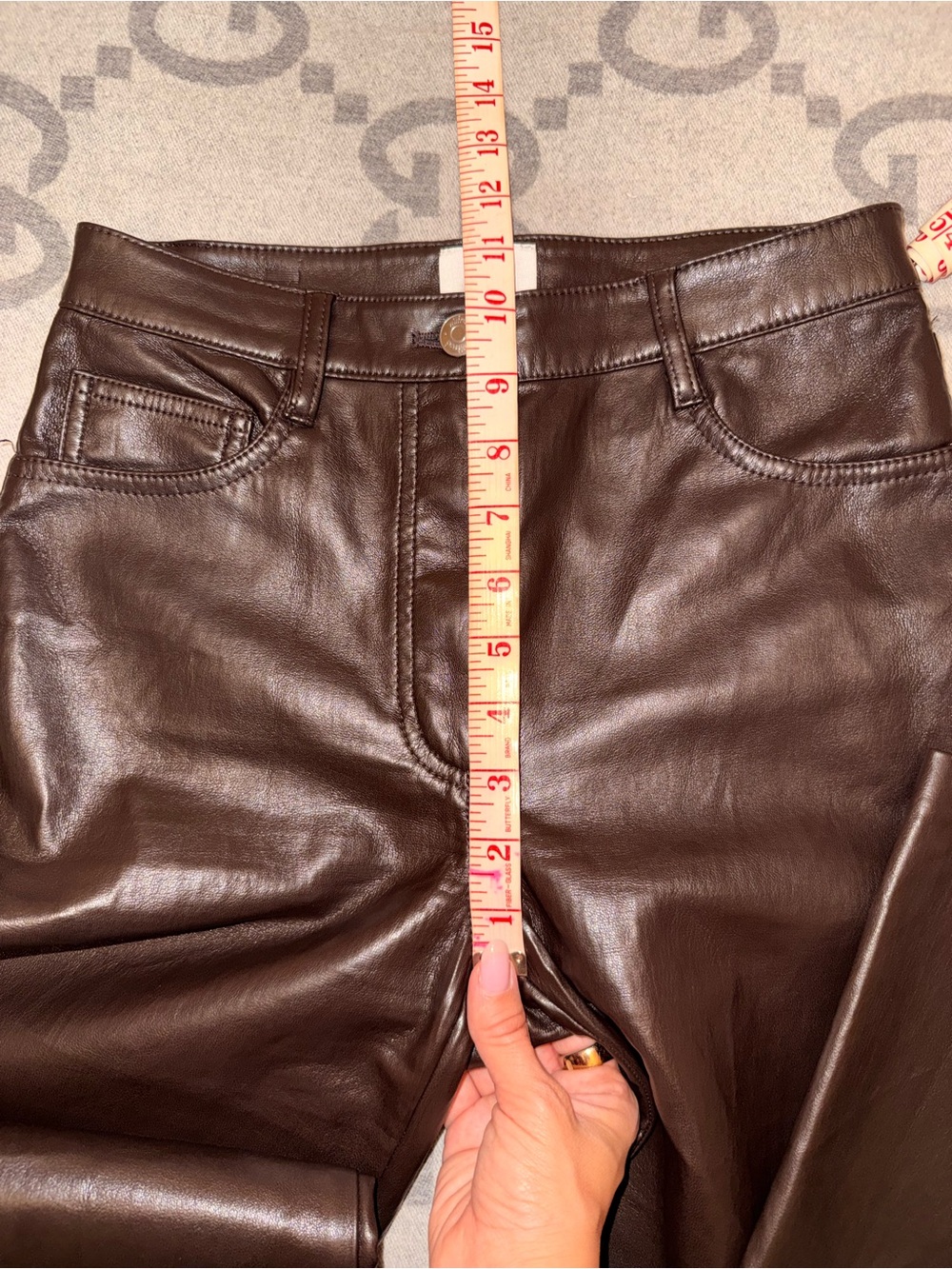 Wilfred Melina Pant Brown Straight Leg Pants Vegan Leather Size 2 Like New - Picture 7 of 10